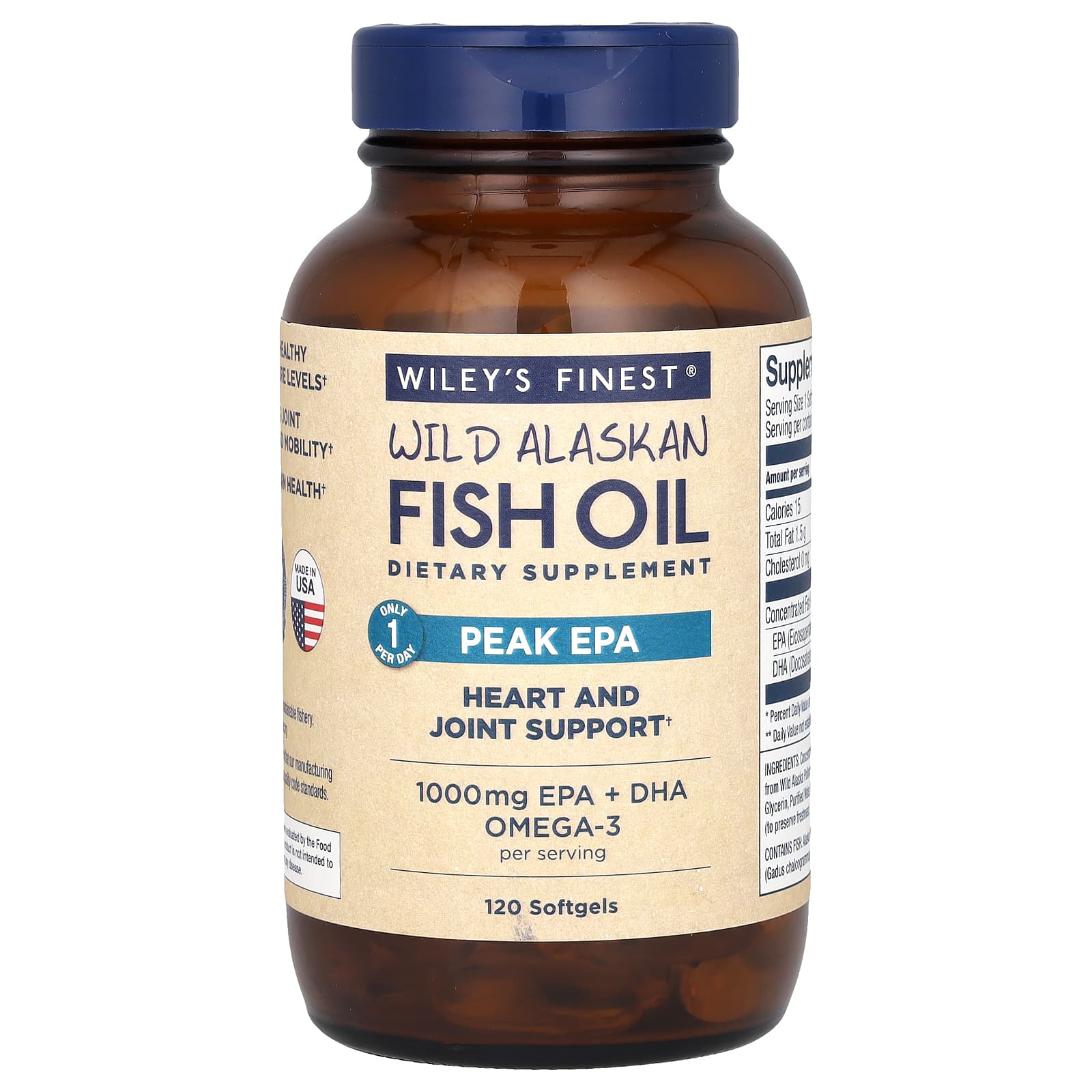 Wiley's Finest, Wild Alaskan Fish Oil, Peak EPA, 120 Softgels