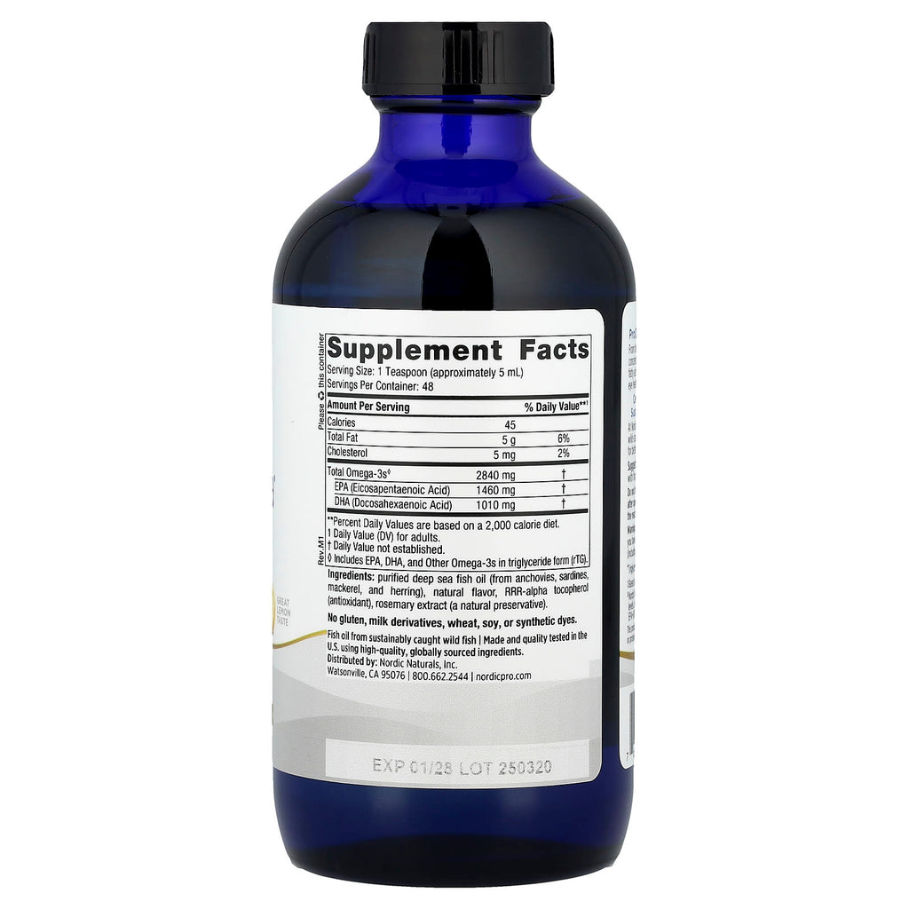 Nordic Naturals, ProOmega®, Lemon, 2,840 mg, 8 fl oz (237 ml)