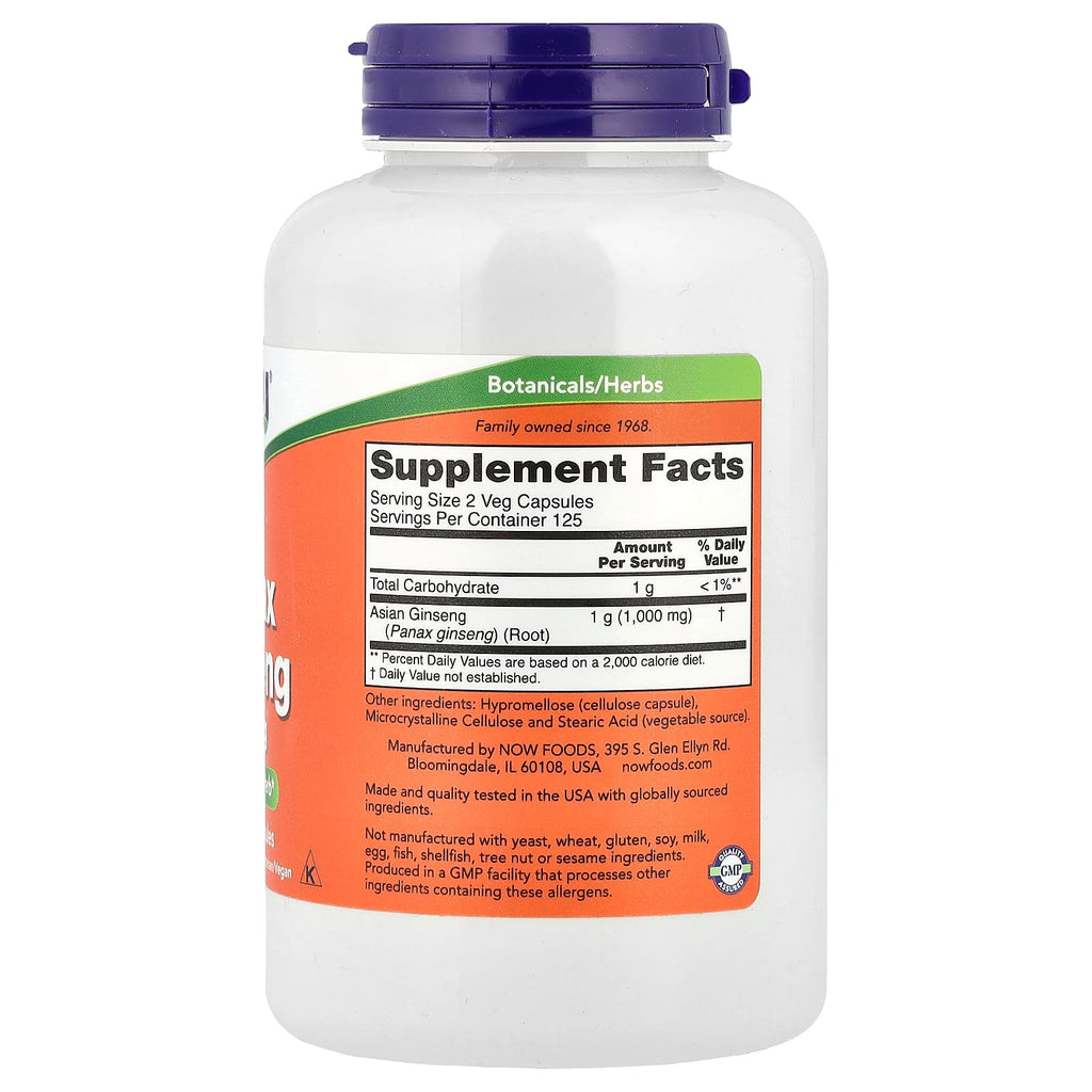 NOW Foods, Panax Ginseng, 500 mg, 250 Veg Capsules