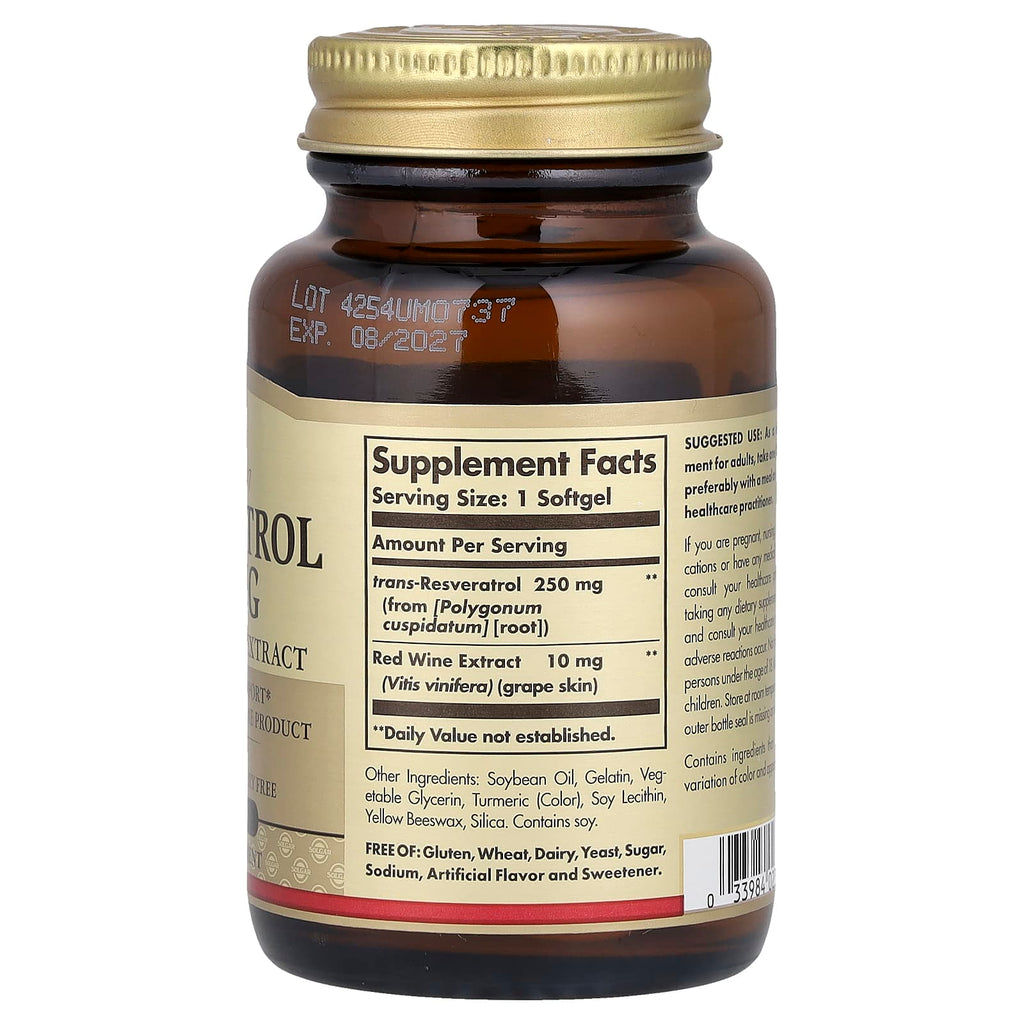 Solgar, Resveratrol With Red Wine Extract, 30 Softgels