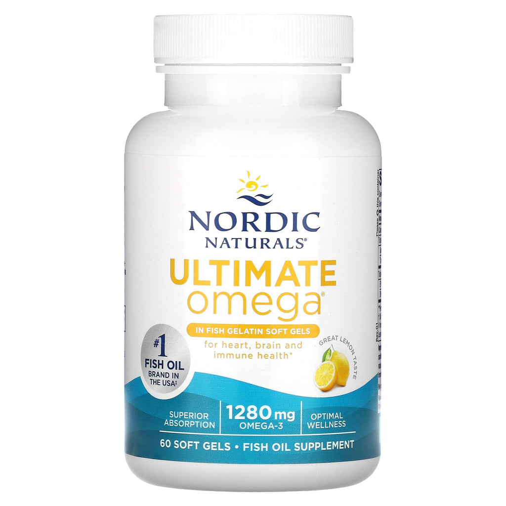 Nordic Naturals, Ultimate Omega, Lemon, 60 Fish Gelatin Soft Gels (640 mg per Soft Gel)