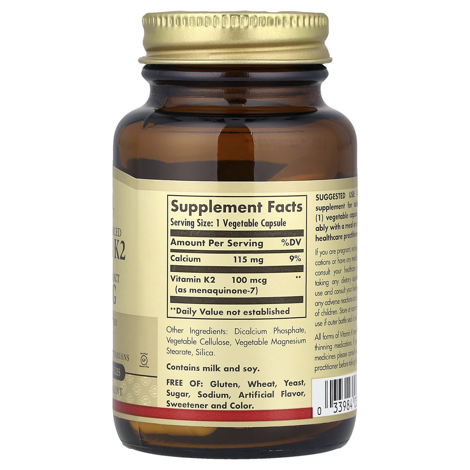 Solgar, Naturally Sourced Vitamin K2, 50 Vegetable Capsules