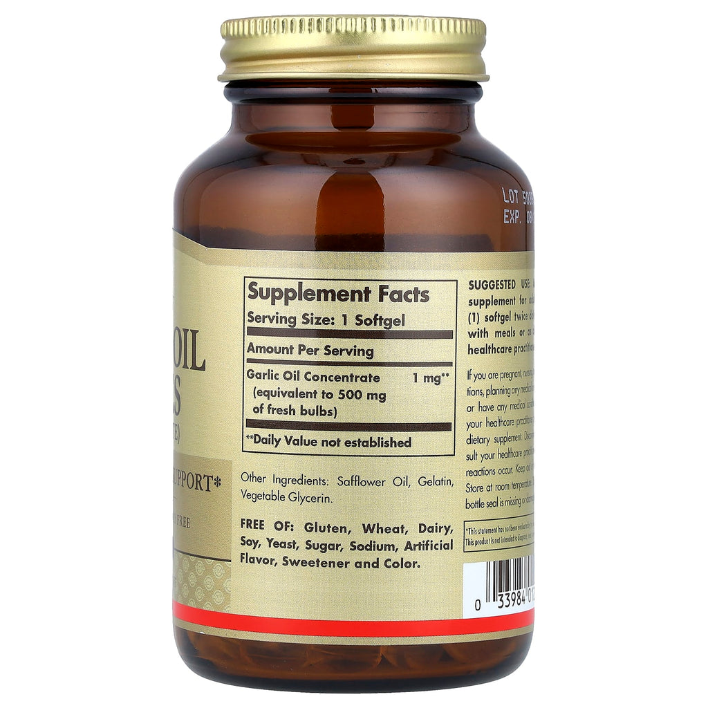 Solgar, Garlic Oil Perles, Concentrate, 250 Softgels (1 mg per Softgel)