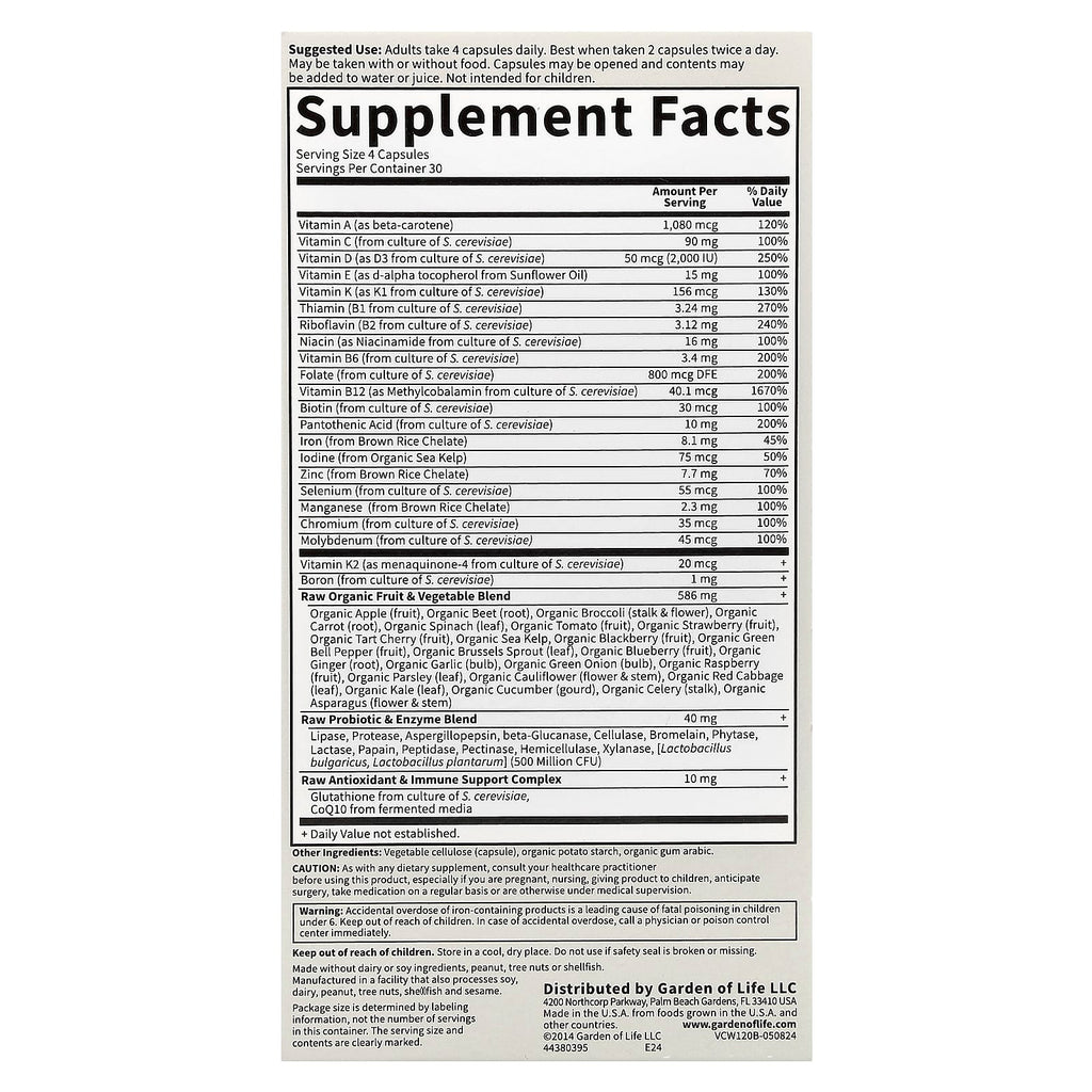 Garden of Life, Vitamin Code®, Women Whole Food Multivitamin, 120 Vegetarian Capsules
