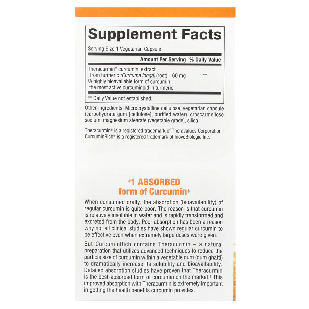 Natural Factors, CurcuminRich®, Theracurmin®, 60 mg, 120 Vegetarian Capsules