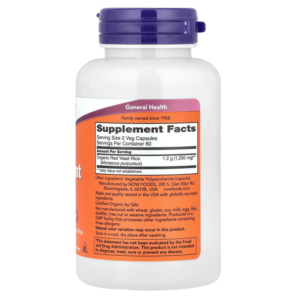 NOW Foods, Red Yeast Rice, 600 mg, 120 Veg Capsules