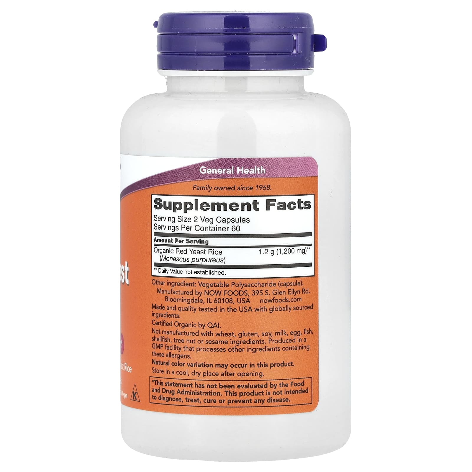 NOW Foods, Red Yeast Rice, 600 mg, 120 Veg Capsules