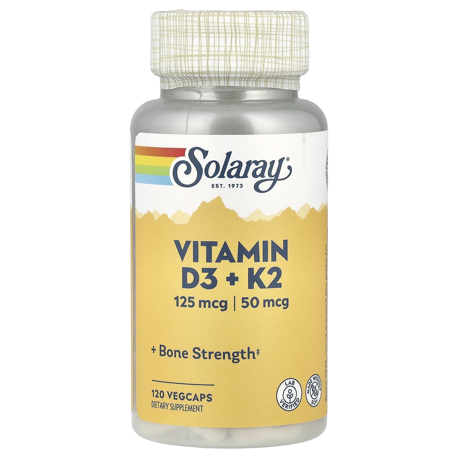 Solaray, Vitamin D3 + K2, 120 VegCaps