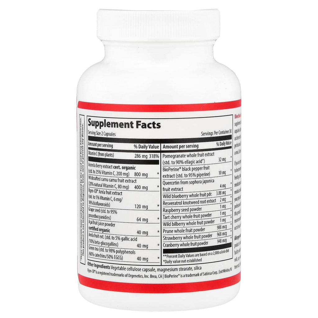 Vibrant Health, Plant-Based Vitamin C, 60 Vegetable Capsules