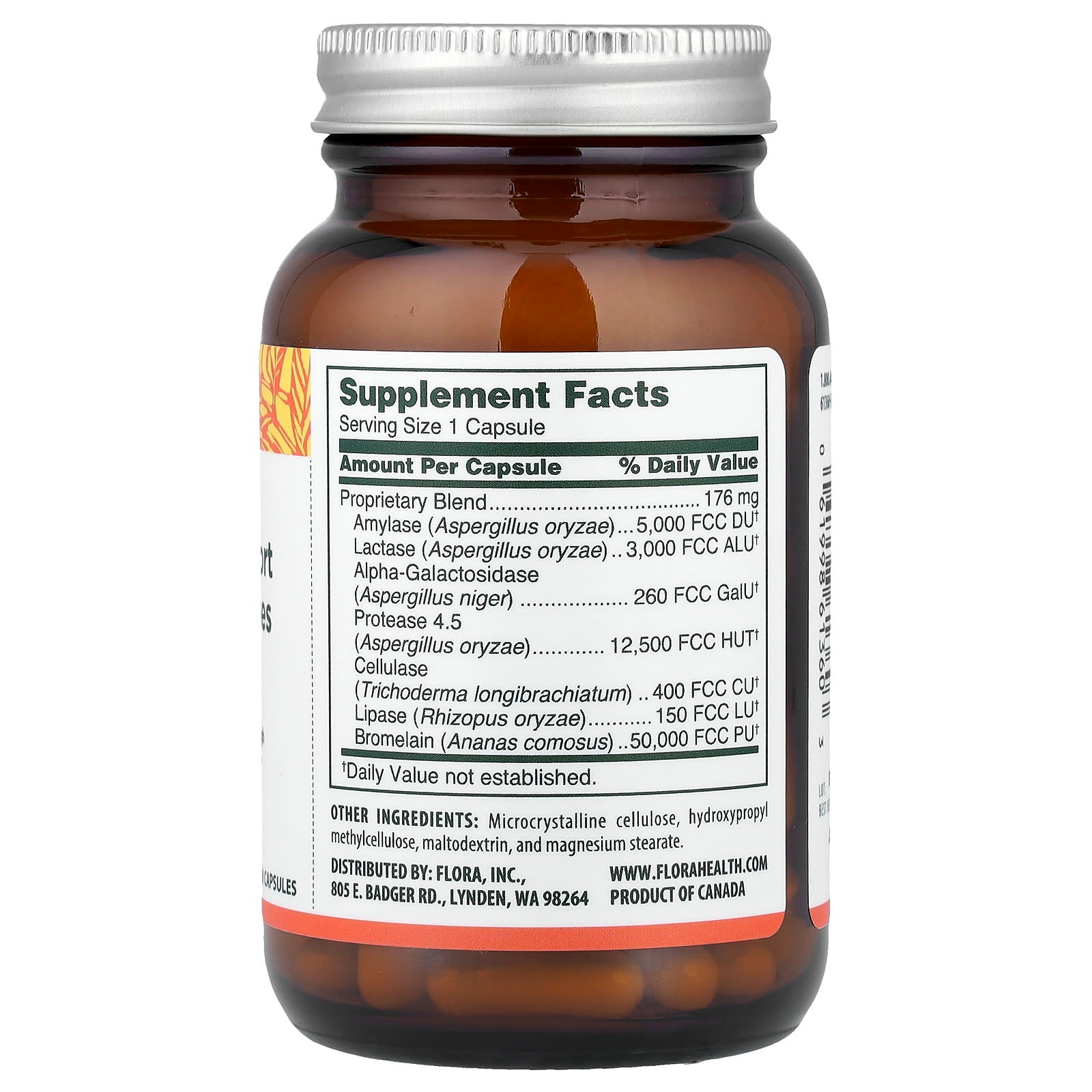 Flora, Immediate Support Digestive Enzymes, 90 Vegetarian Capsules