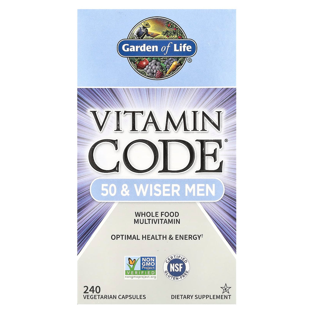 Garden of Life, Vitamin Code®, 50 & Wiser Men, Whole Food Multivitamin, 240 Vegetarian Capsules