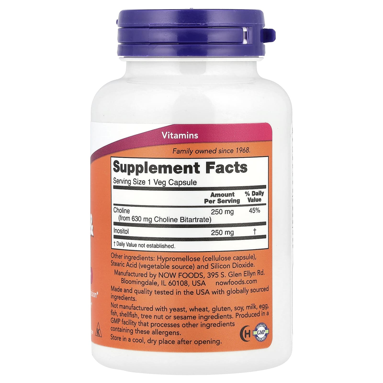 NOW Foods, Choline & Inositol, 100 Veg Capsules
