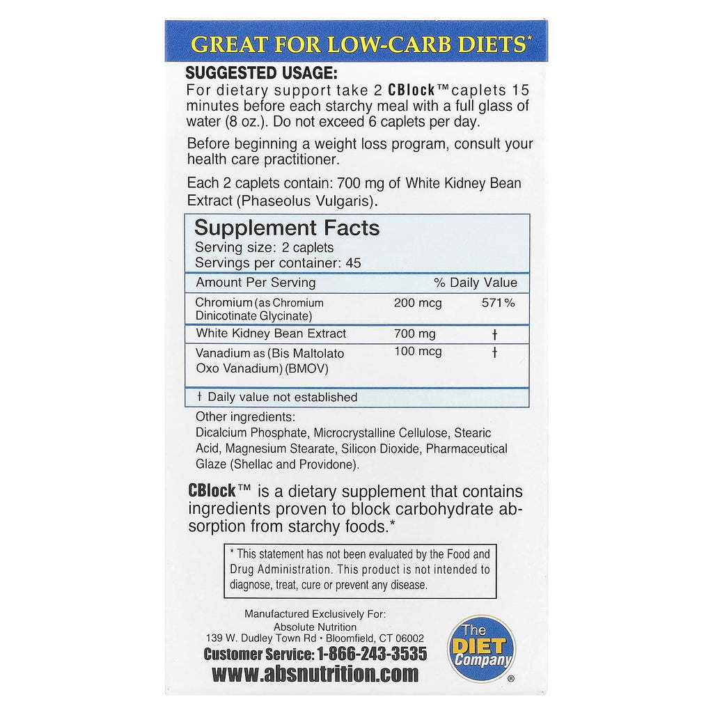 Absolute Nutrition, CBlock™, Carb/Starch Blocker, 90 Caplets