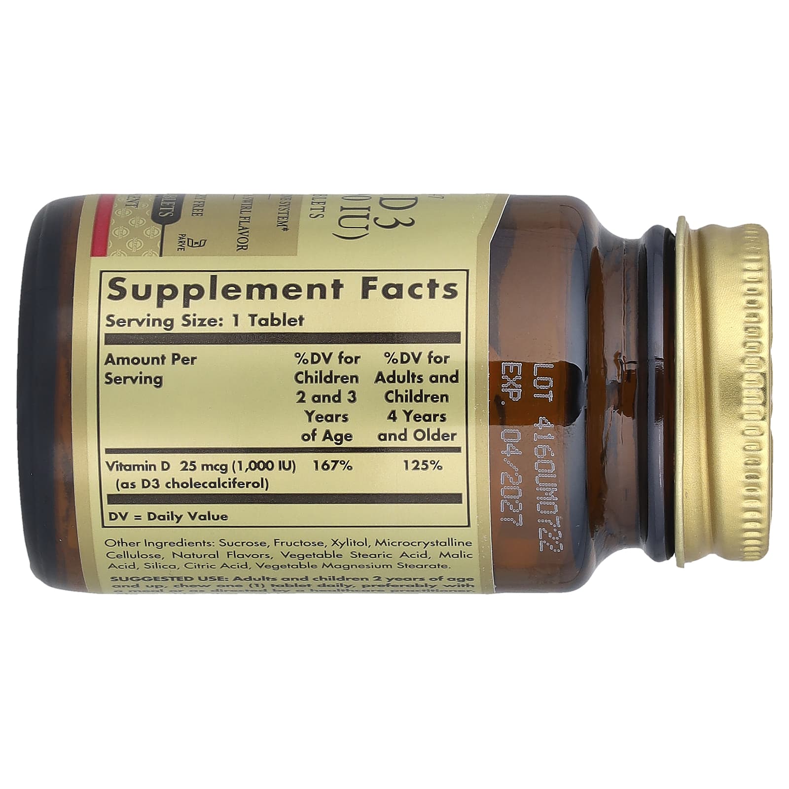 Solgar, Vitamin D3, Natural Strawberry Banana Swirl, 25 mcg (1,000 IU), 100 Chewable Tablets