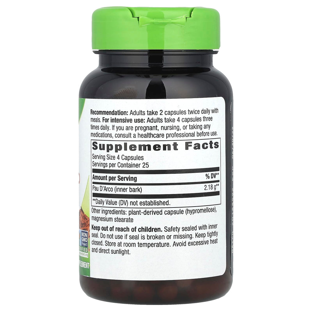 Nature's Way, Pau D'Arco Inner Bark, 100 Vegan Capsules (545 mg per Capsule)