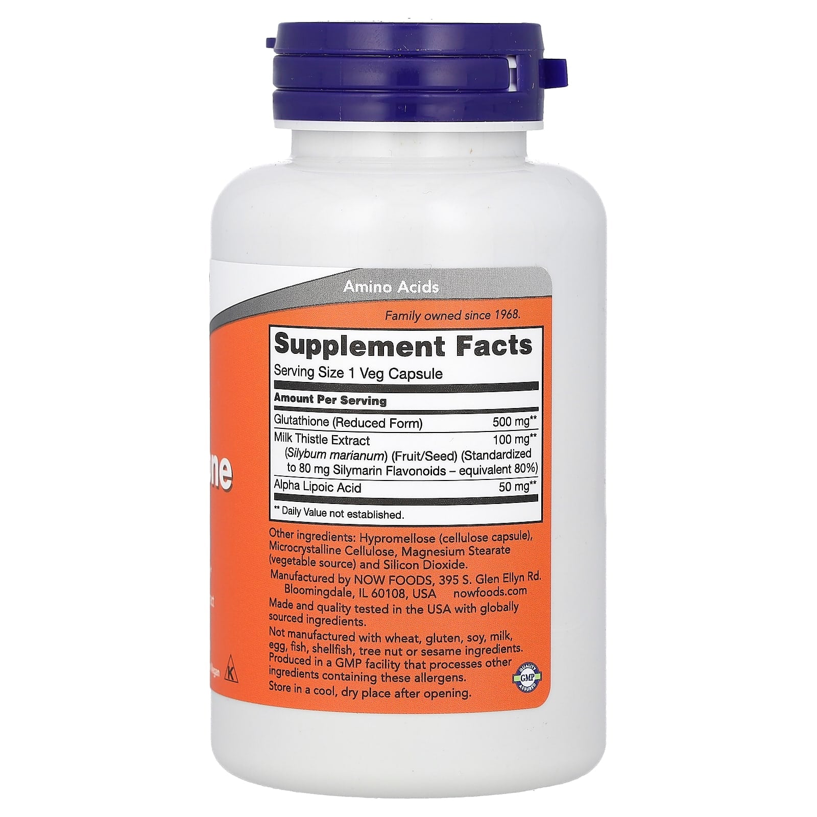 NOW Foods, Glutathione, 500 mg, 60 Veg Capsules