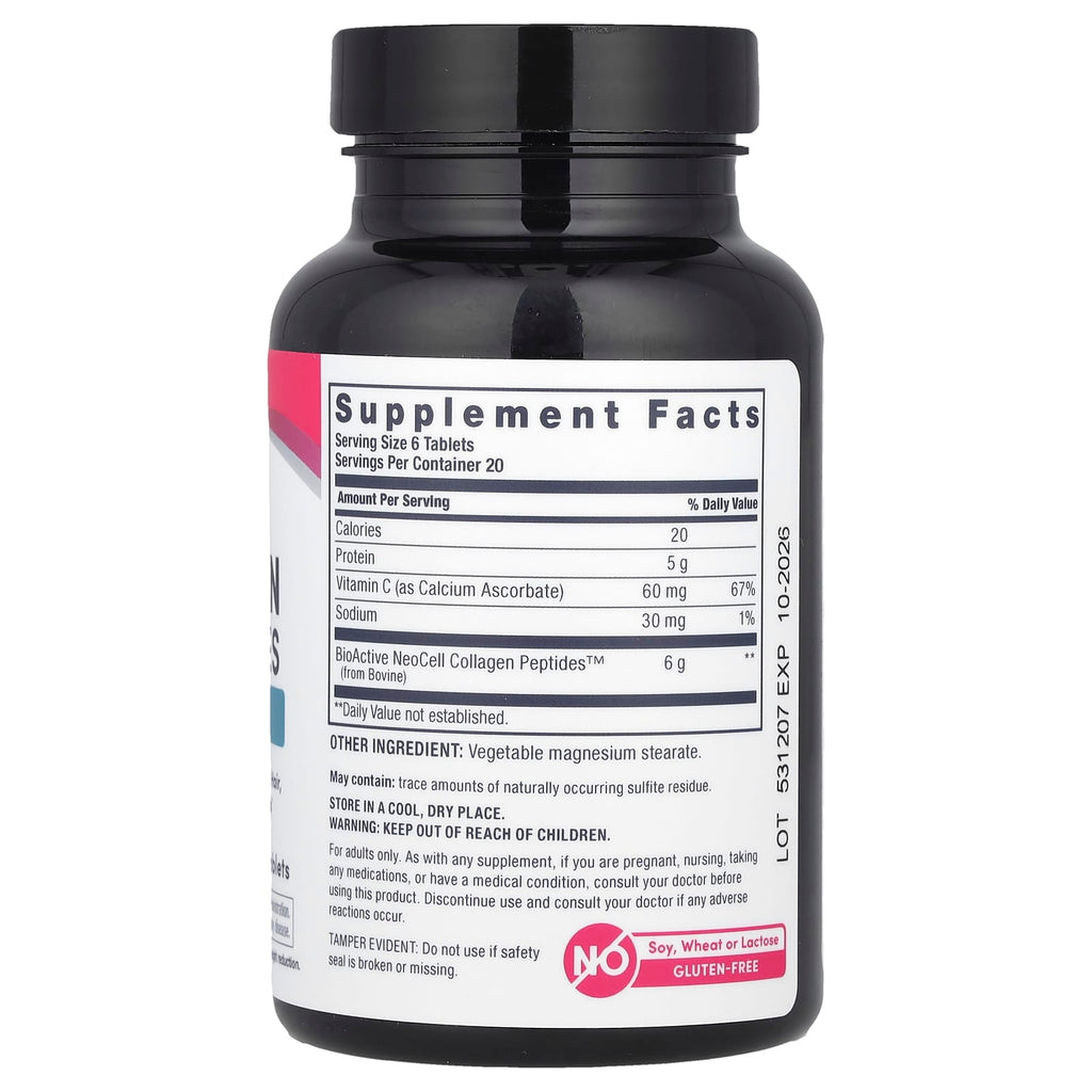 NeoCell, Grassfed Collagen Peptides + Vitamin C, 120 Tablets