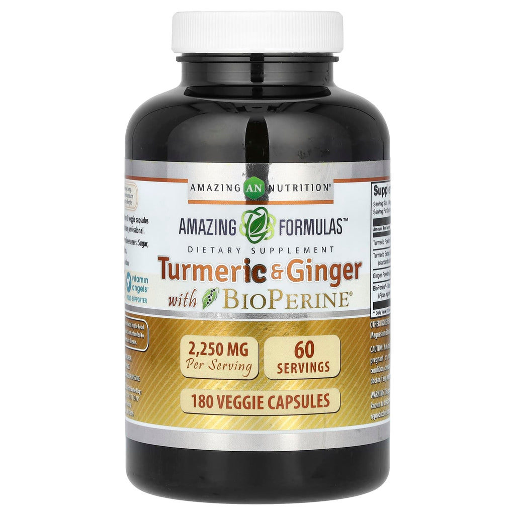 Amazing Nutrition, Turmeric & Ginger with BioPerine, 180 Veggie Capsules