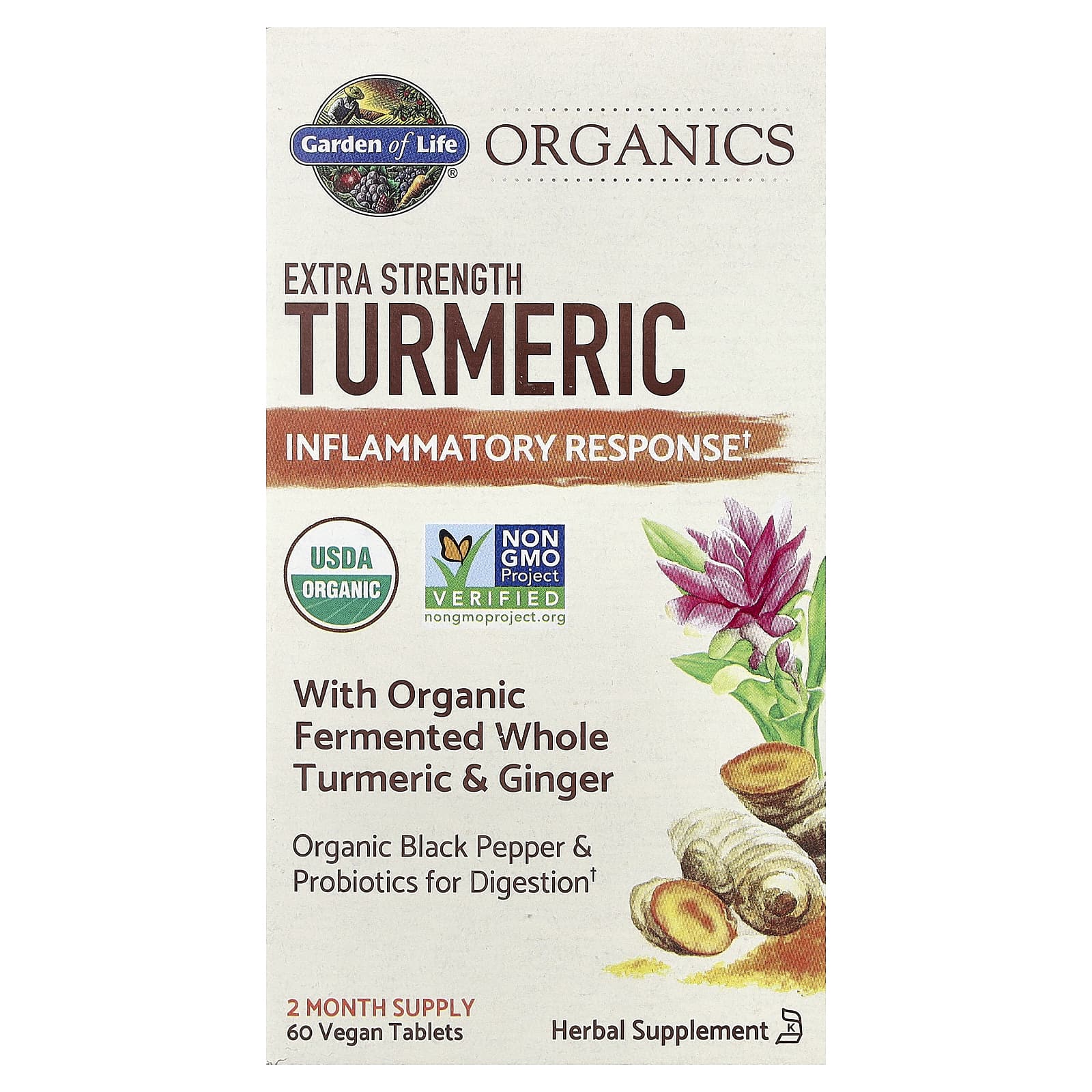 Garden of Life, Organics, Turmeric, Inflammatory Response, 60 Vegan Tablets