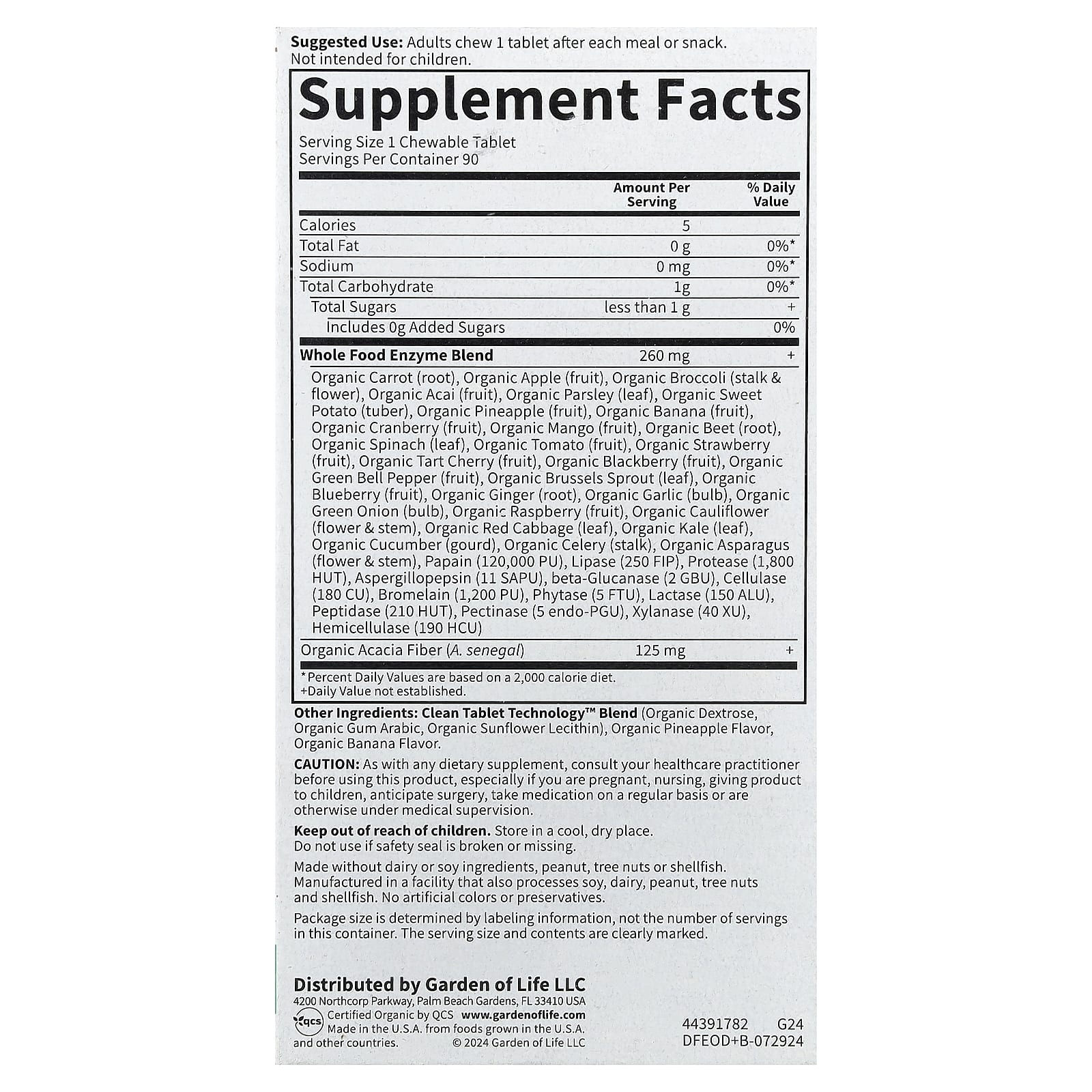 Garden of Life, Dr. Formulated Enzymes, Organic Digest+, Tropical Fruit, 90 Chewables