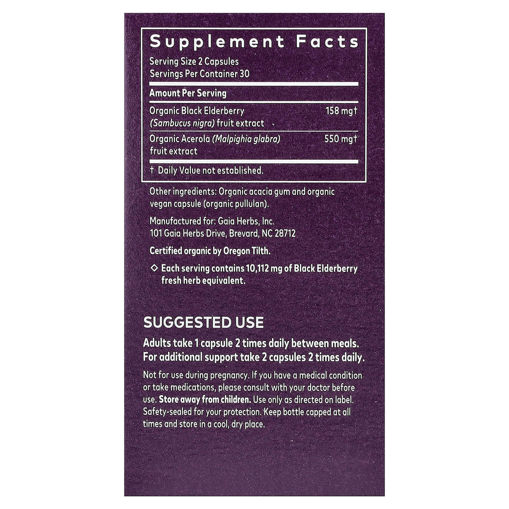 Gaia Herbs, Black Elderberry, 60 Vegan Capsules