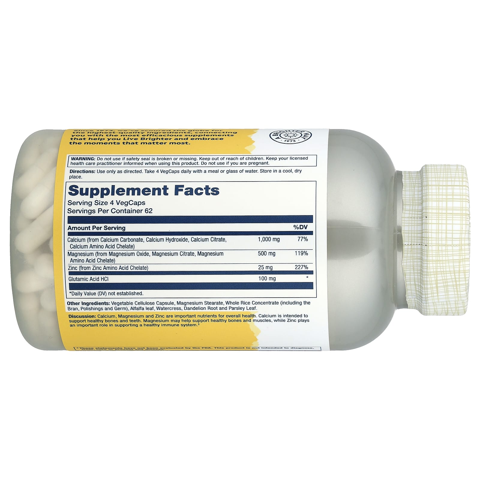 Solaray, Calcium Magnesium Zinc, 250 VegCaps
