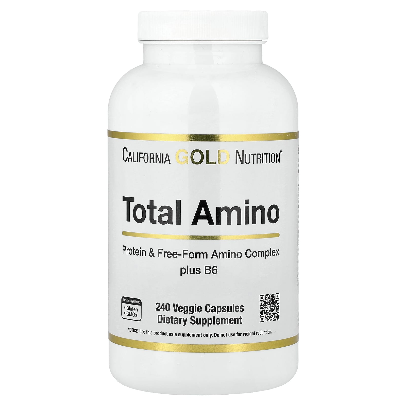 California Gold Nutrition, Total Amino with Vitamin B-6, and 20 Amino Acid Blend, 240 Veggie Capsules
