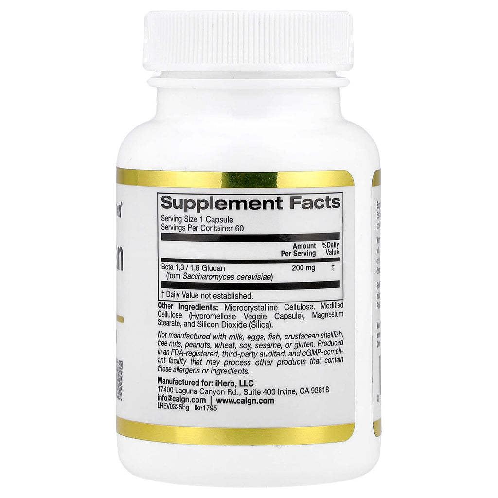 California Gold Nutrition, Beta Glucan 1-3, 1-6, 200 mg, 60 Veggie Capsules