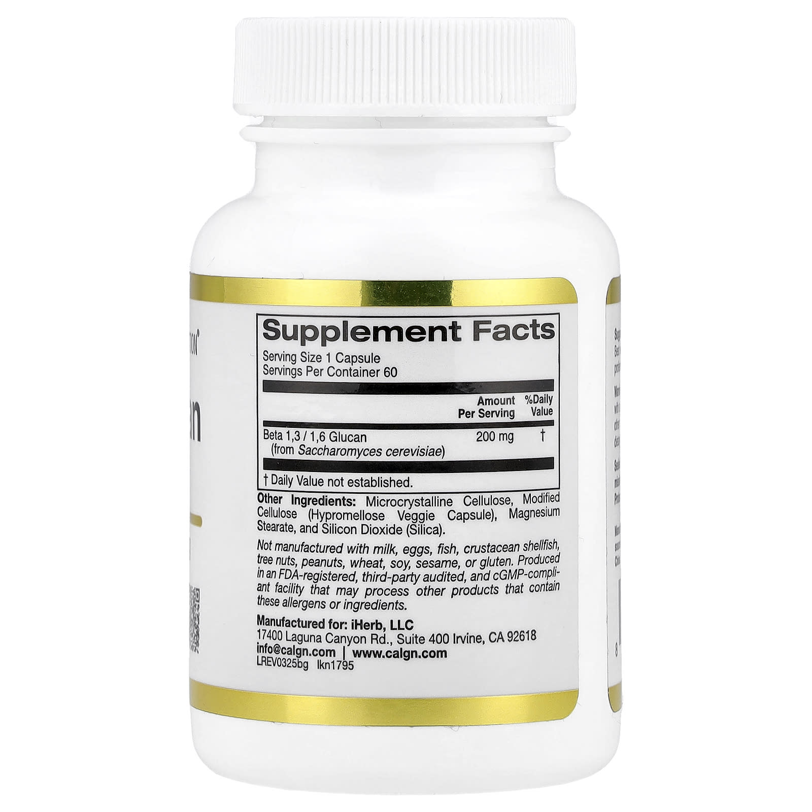 California Gold Nutrition, Beta Glucan 1-3, 1-6, 200 mg, 60 Veggie Capsules