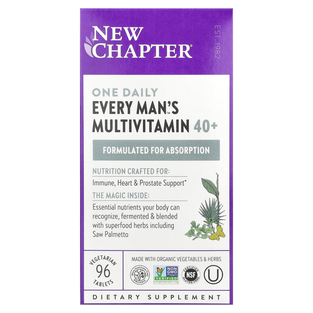 New Chapter, One Daily Every Man's™ Multivitamin 40+, 96 Vegetarian Tablets