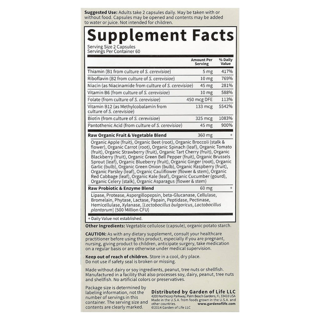 Garden of Life, Vitamin Code®, RAW B-Complex™, 120 Vegan Capsules