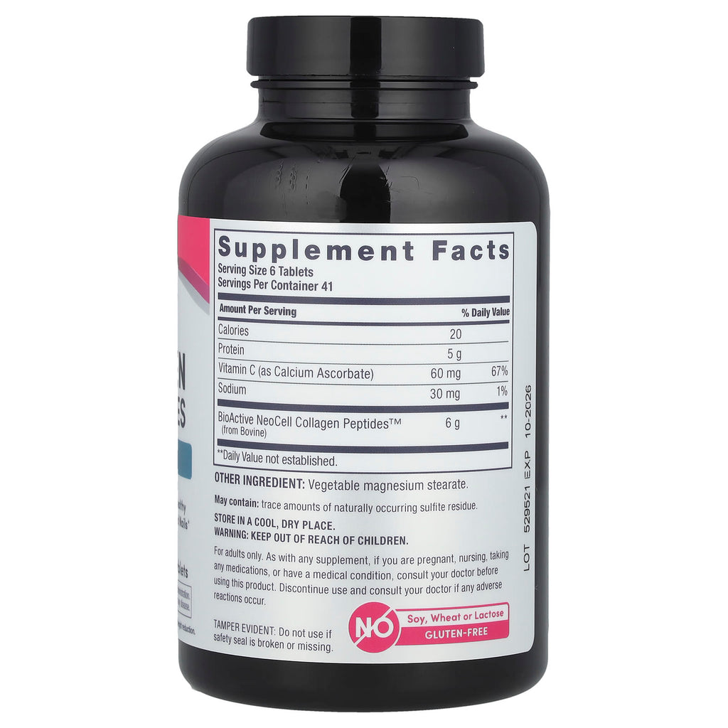 NeoCell, Grassfed Collagen Peptides + Vitamin C, 250 Tablets