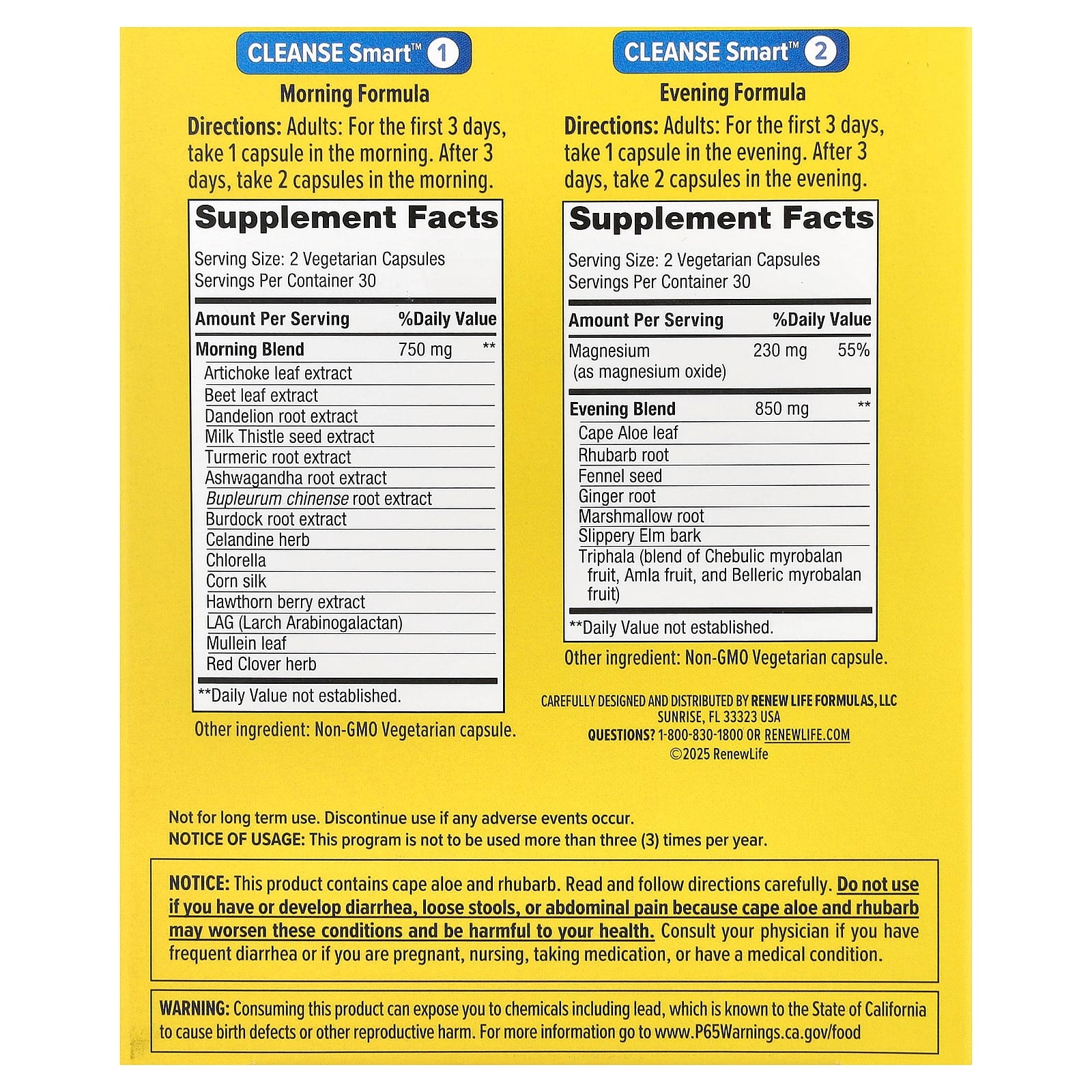 Renew Life, Cleanse Smart™ Total Body Cleanse, 2 Bottles, 60 Vegetarian Capsules Each