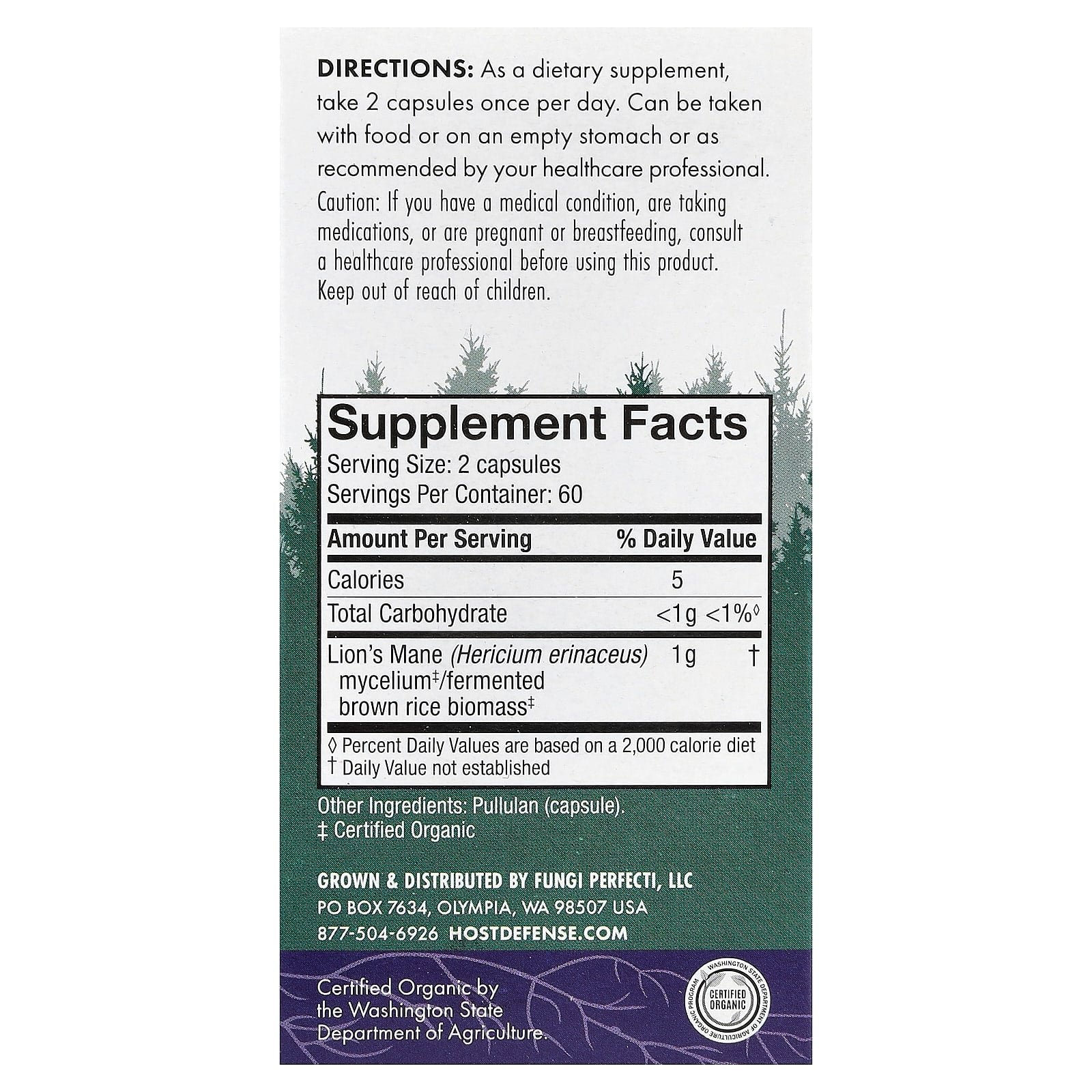 Host Defense, Mushrooms™, Lion's Mane, 120 Capsules (0.5 g per Capsule)
