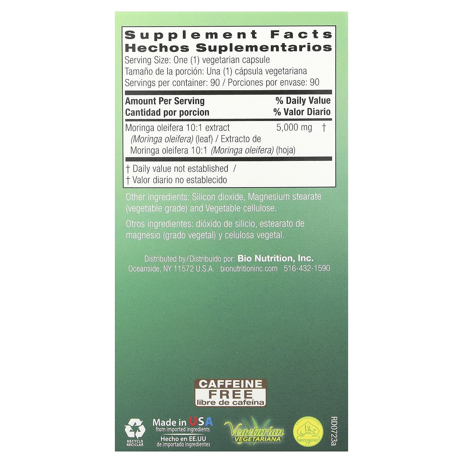 Bio Nutrition, Moringa 5,000, 5,000 mg, 90 Vegetarian Capsules