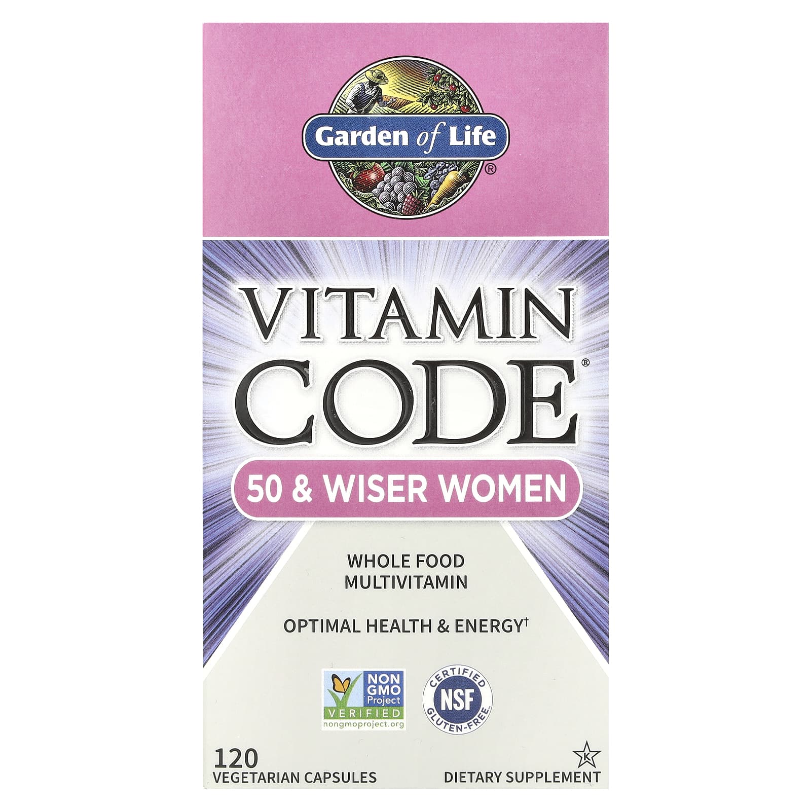 Garden of Life, Vitamin Code®, Whole Food Multivitamin For 50 & Wiser Women, 120 Vegetarian Capsules