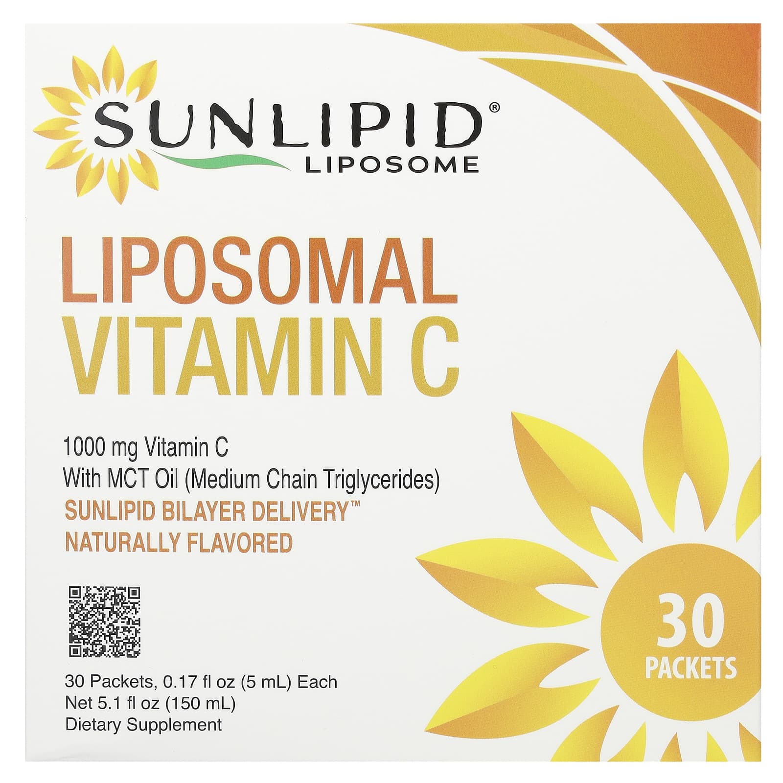 Sunlipid, Liposomal Vitamin C with MCT Oil, 30 Packets, 0.17 fl oz (5 ml) Each