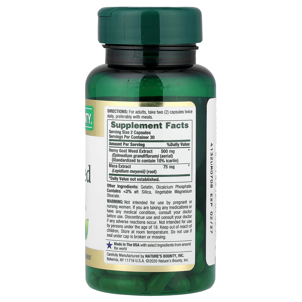 Nature's Bounty, Horny Goat Weed with Maca, 60 Capsules