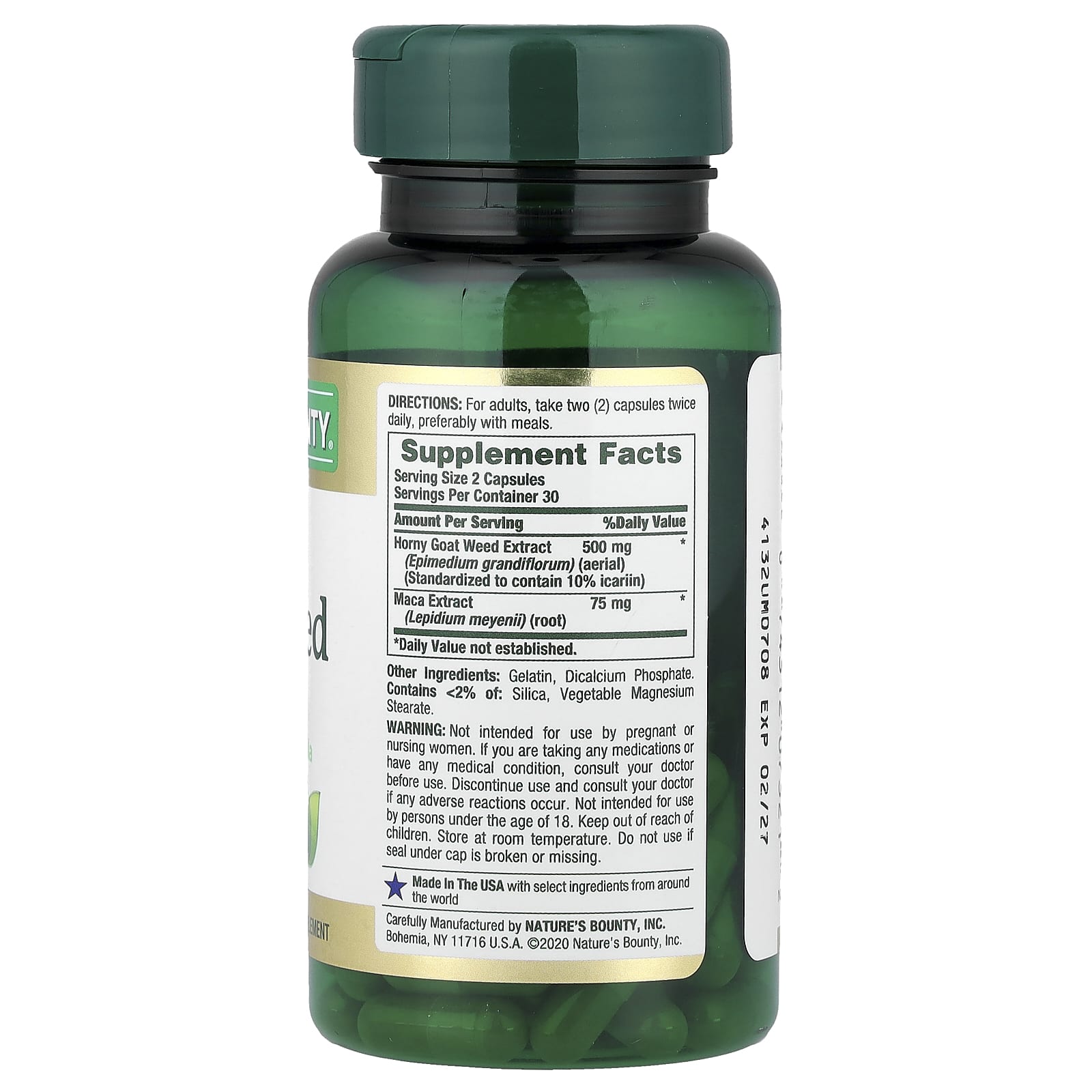 Nature's Bounty, Horny Goat Weed with Maca, 60 Capsules