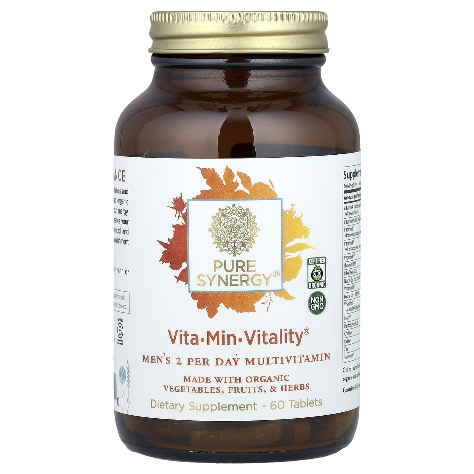 Pure Synergy, Vita-Min-Vitality®, Men's 2 Per Day Multivitamin, 60 Tablets