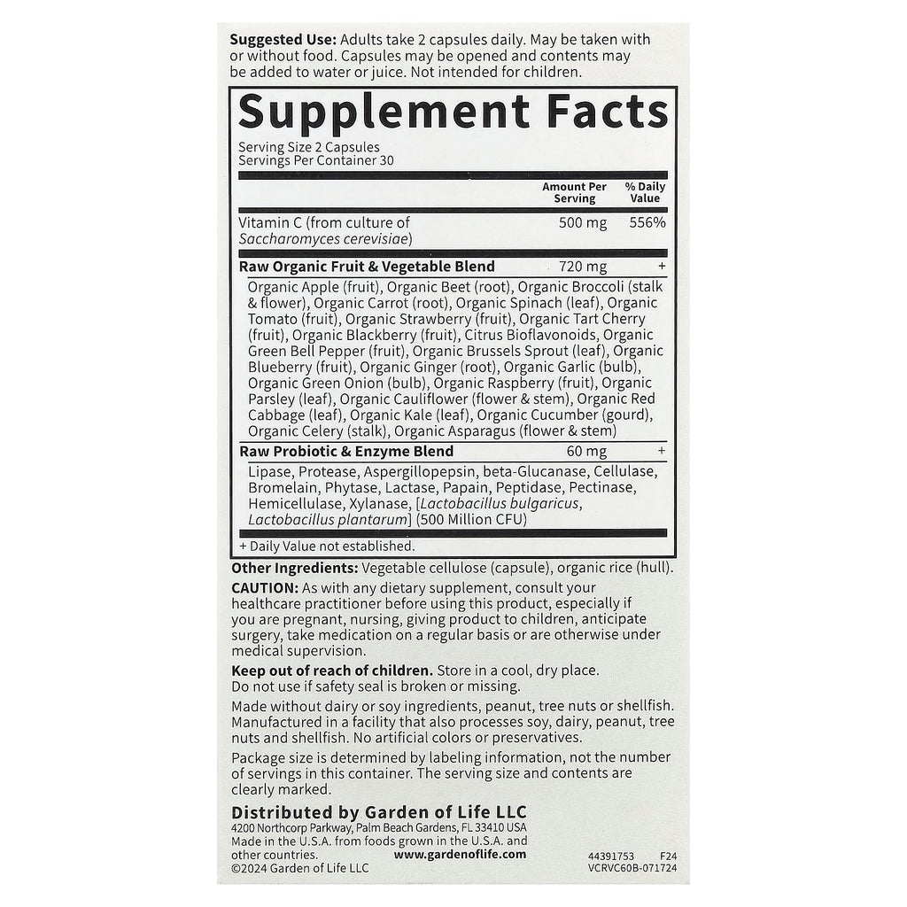 Garden of Life, Vitamin Code®, RAW Vitamin C™, 60 Vegan Capsules