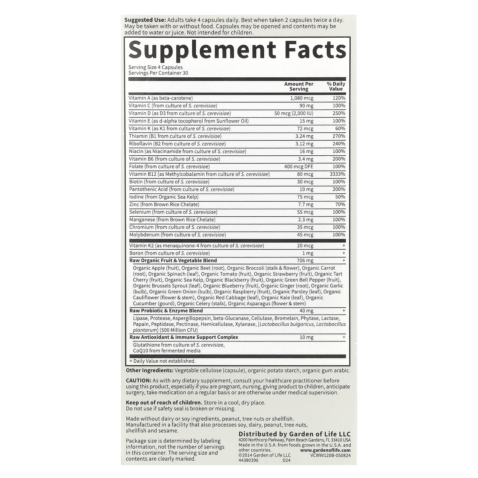 Garden of Life, Vitamin Code®, Whole Food Multivitamin For 50 & Wiser Women, 120 Vegetarian Capsules