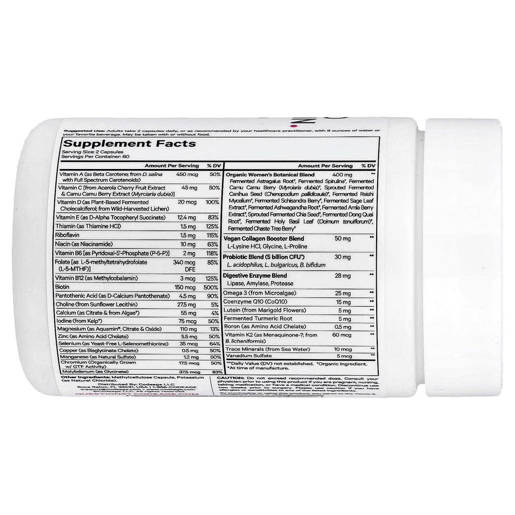 Codeage, Women's Fermented Multivitamin, 120 Vegetable Capsules
