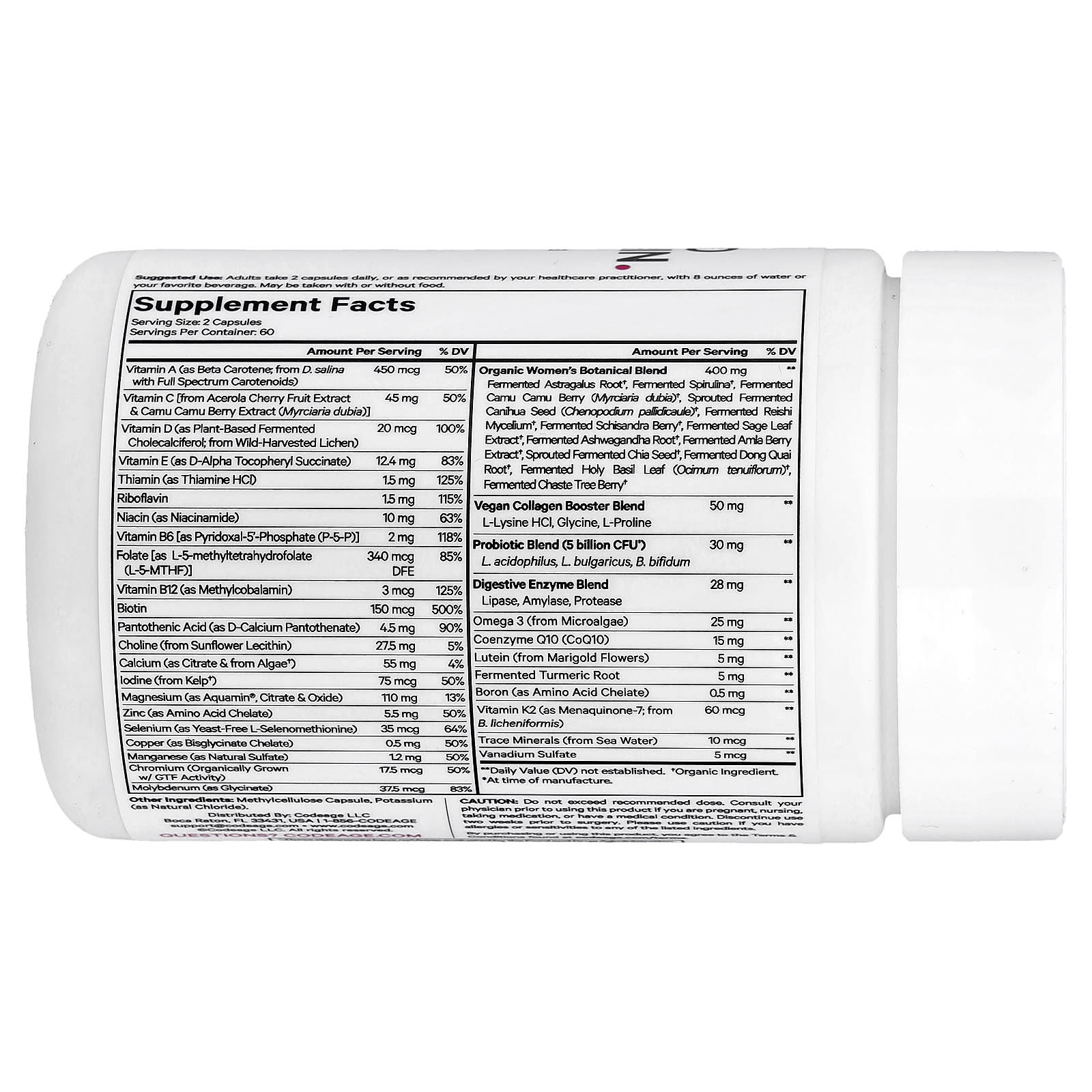 Codeage, Women's Fermented Multivitamin, 120 Vegetable Capsules