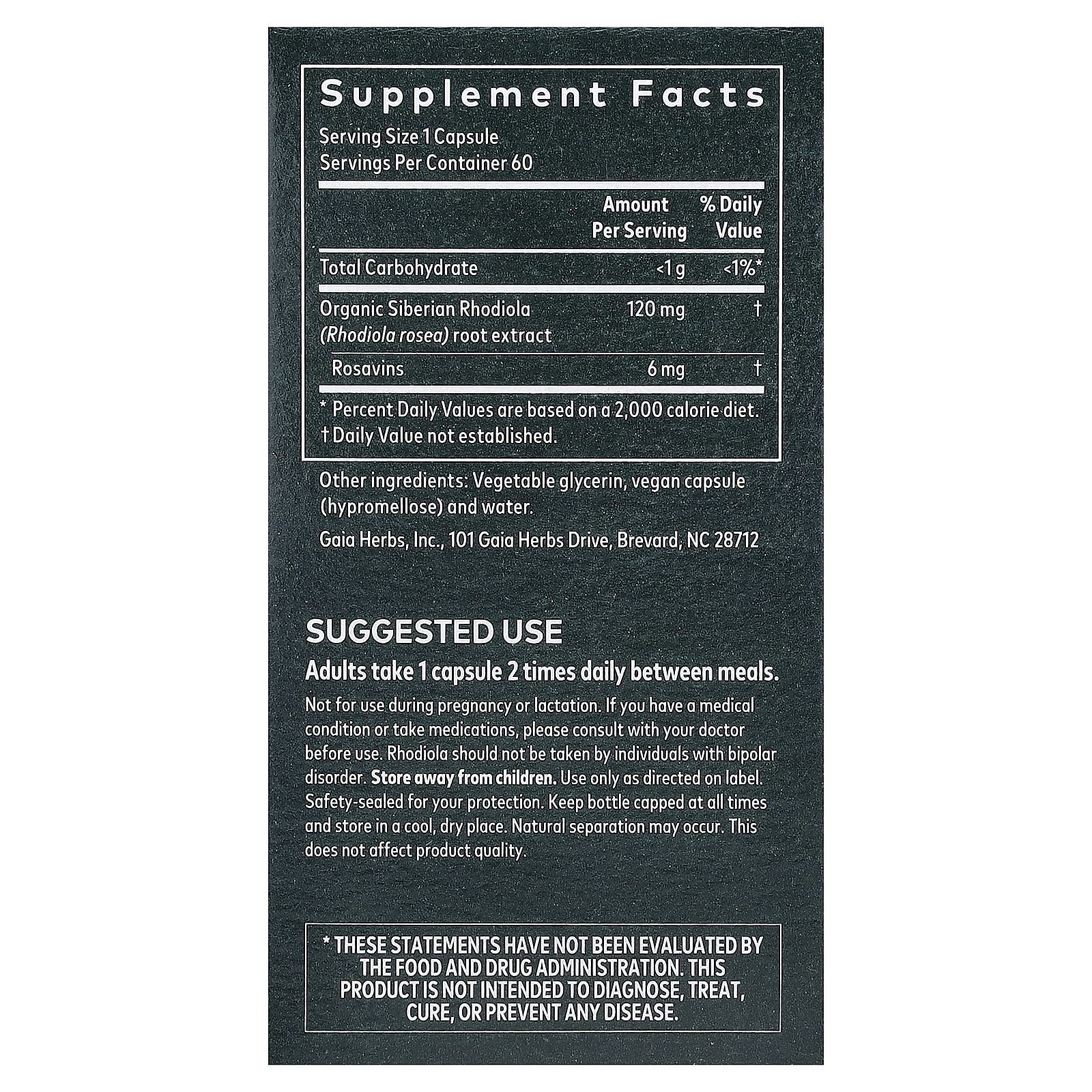 Gaia Herbs, Rhodiola Rosea, 60 Vegan Liquid Phyto-Caps