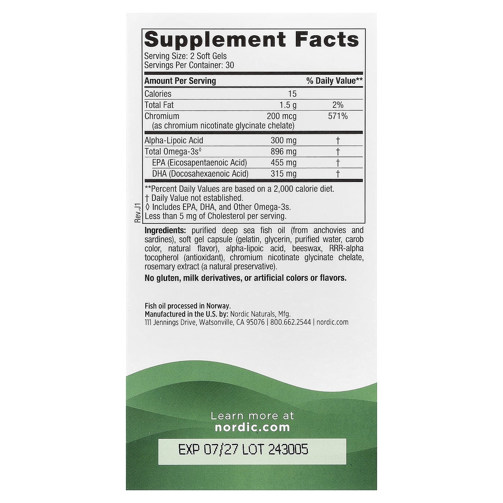 Nordic Naturals, Blood Sugar Support, Omega Blend, 60 Soft Gels