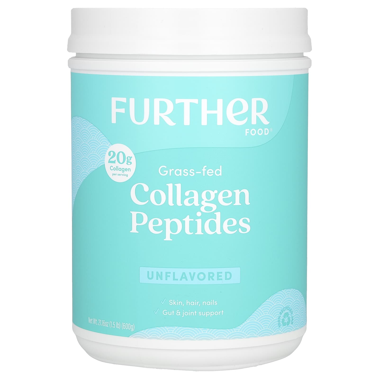 Further Food, Grass-Fed Collagen Peptides, Unflavored, 21.16 oz (600 g)