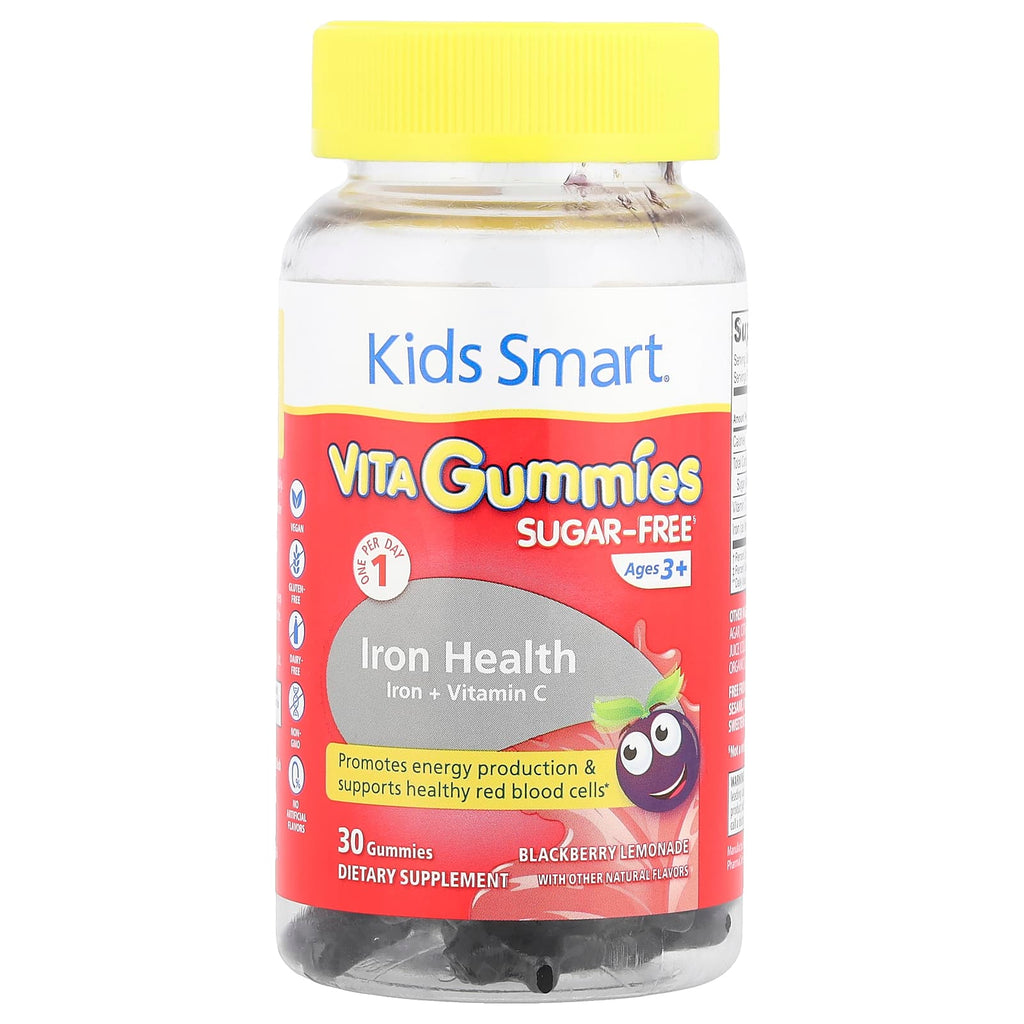 Kids Smart, Kids Smart® VITA Gummies®, Iron + Vitamin C, Ages 3+, Blackberry Lemonade, 30 Gummies