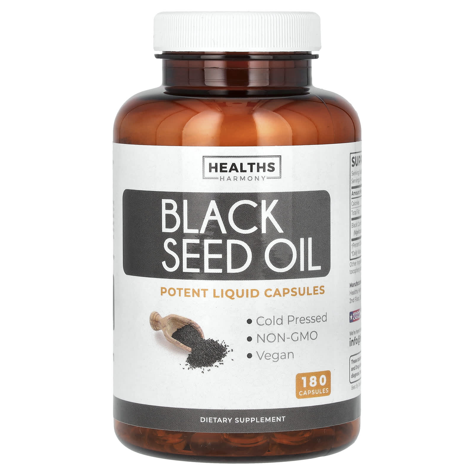Healths Harmony, Black Seed Oil, 180 Capsules (500 mg per Capsule)