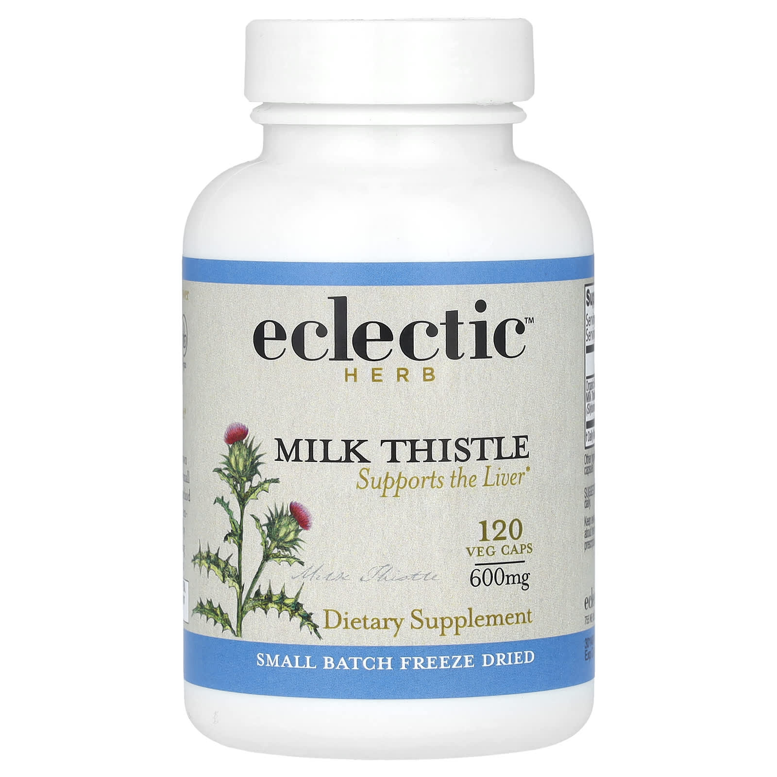 Eclectic Herb, Freeze Dried Milk Thistle, 120 Veg Caps (600 mg per Capsule)